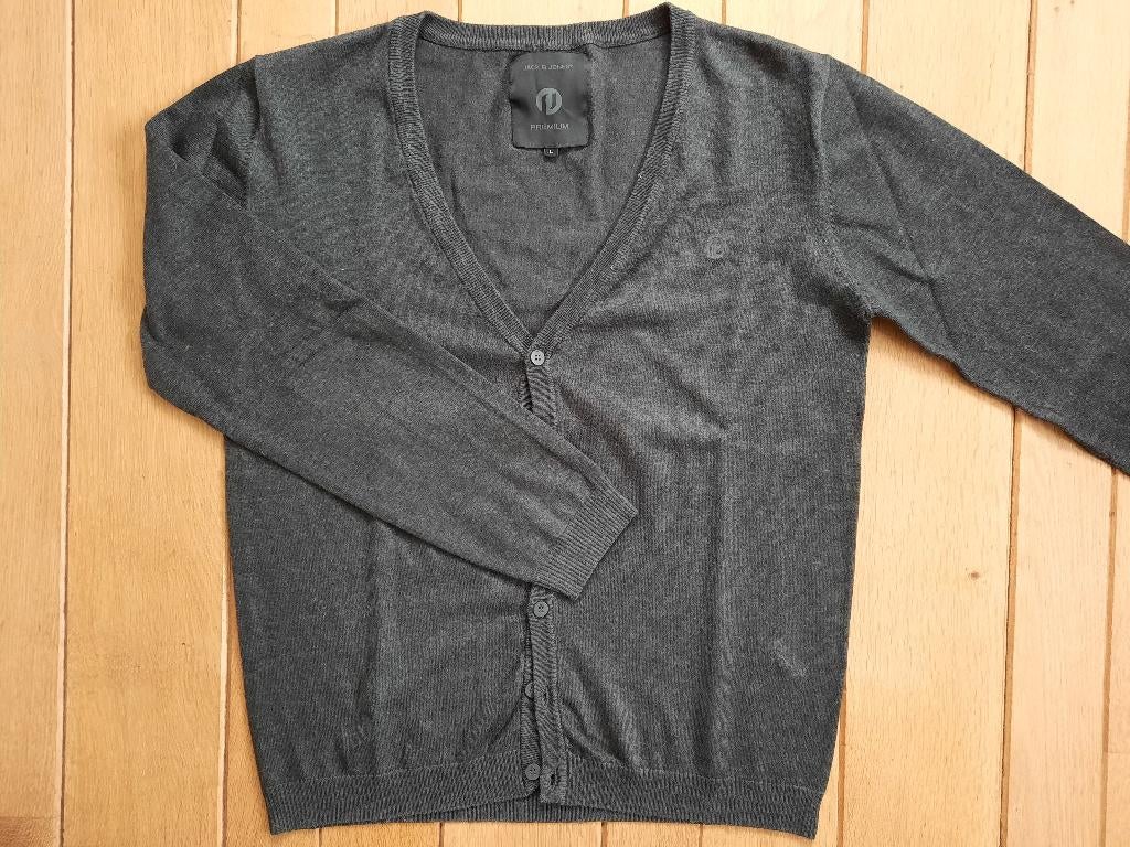 Jack & Jones vest cardigan donker grijs maat L, Maat 52/54 (L), Ophalen of Verzenden, Zo goed als nieuw, Grijs