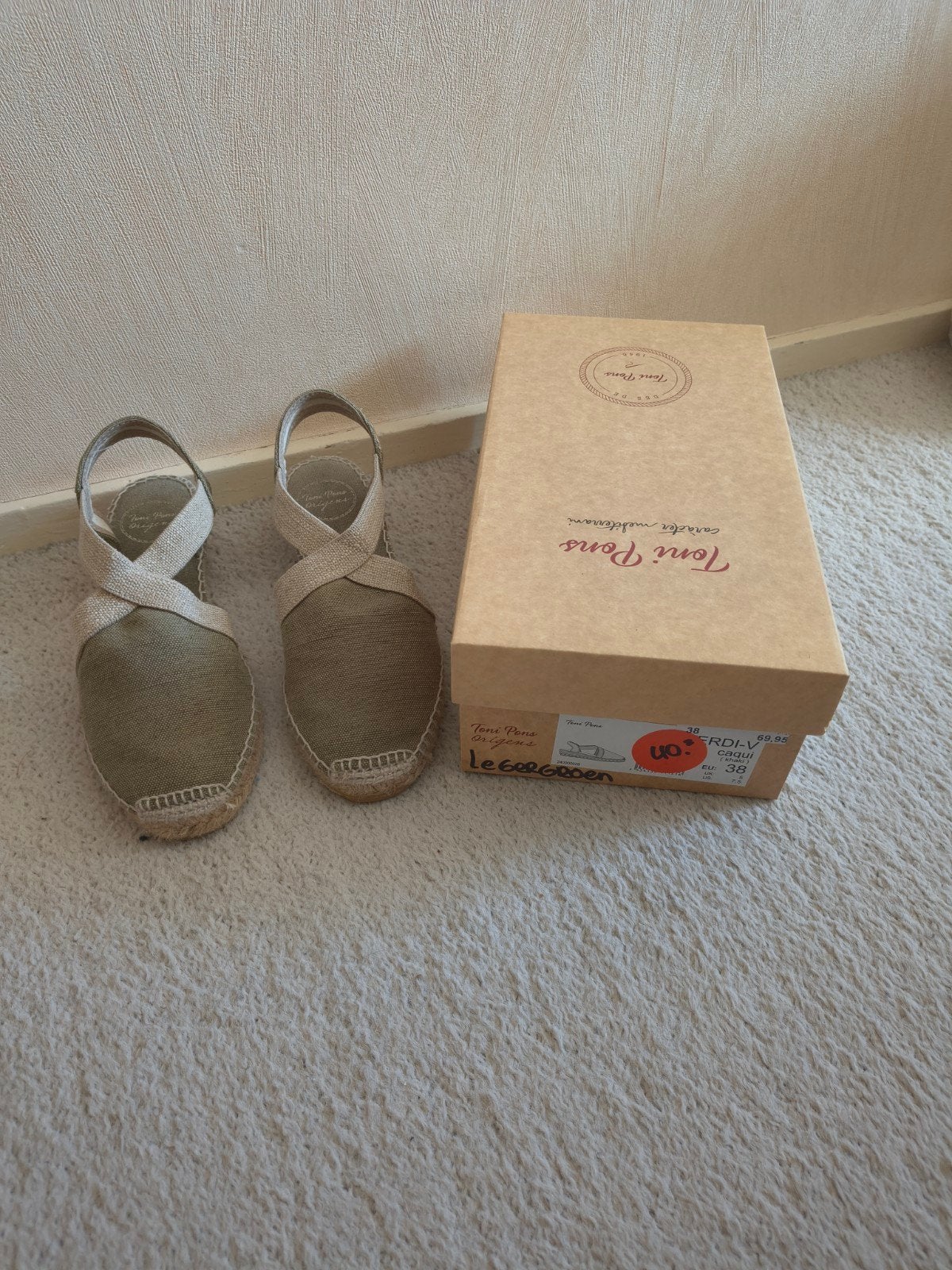 Toni Pons Espredailles khaki maat 38, Nieuw, Ophalen of Verzenden, Espadrilles of Moccasins, Toni Pons