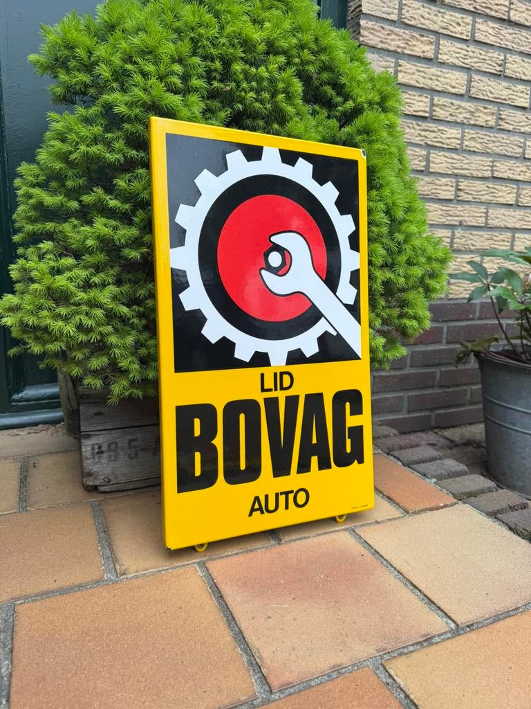 Bovag garage oud emaille reclamebord oldtimer auto mancave, Ophalen of Verzenden, Zo goed als nieuw, Reclamebord