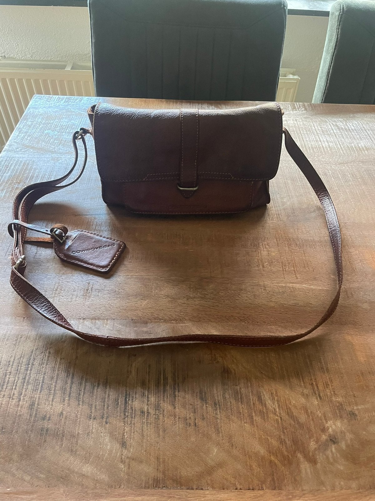 Leren schoudertas Cowboysbag bruin, Ophalen of Verzenden, Gebruikt, Bruin, Schoudertasje