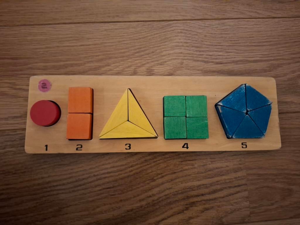 Houten geometrische vormen puzzel Fraction puzzle, Ophalen of Verzenden, Gebruikt, Puzzelen