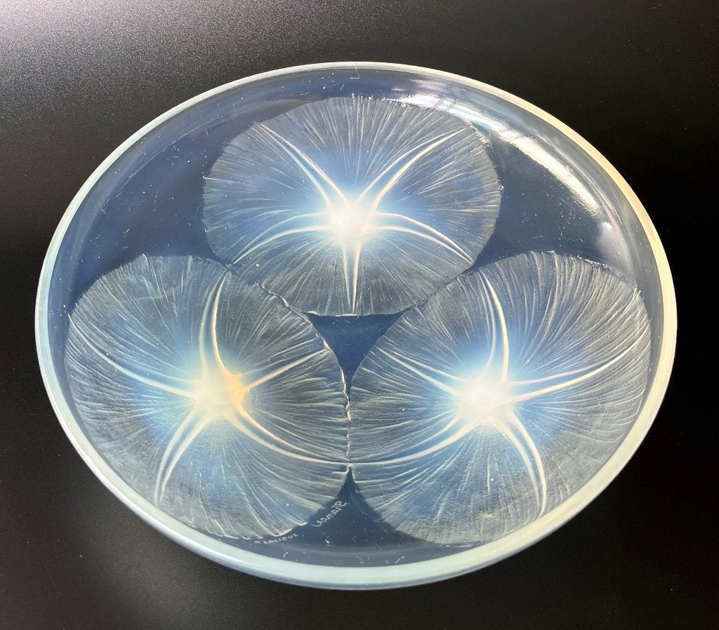 Rene Lalique 'Volubilis' schaal (blauw)  - Art Deco, Ophalen of Verzenden