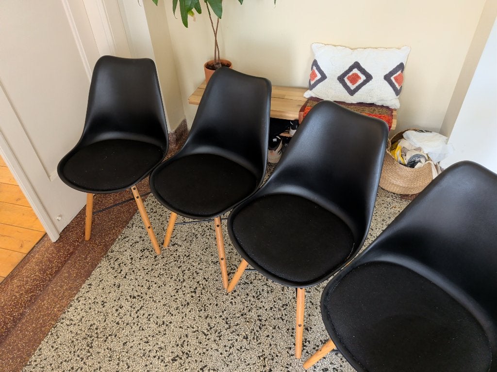 Eetkamerstoelen, set van 4, Huis en Inrichting, Stoelen, Ophalen, Gebruikt, Zwart, Vier