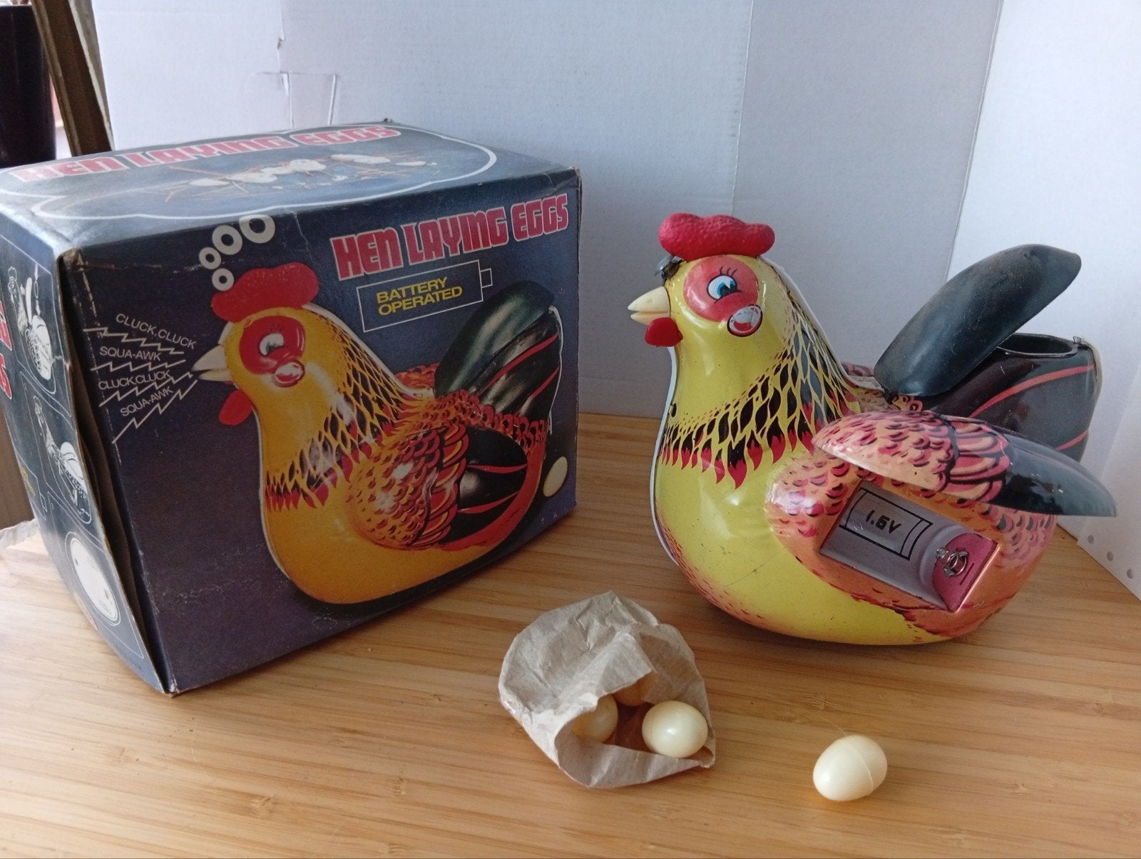 Hen Laying Eggs blikken Speelgoed Kip Nieuw in Doos, Verzamelen, Ophalen of Verzenden, Nieuw