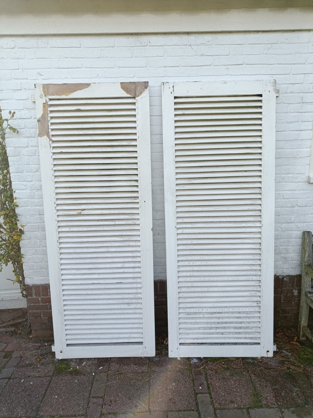Houten louvre (grenen) raamluiken - Set van 4, Ophalen, Gebruikt, 80 tot 120 cm, Overige typen