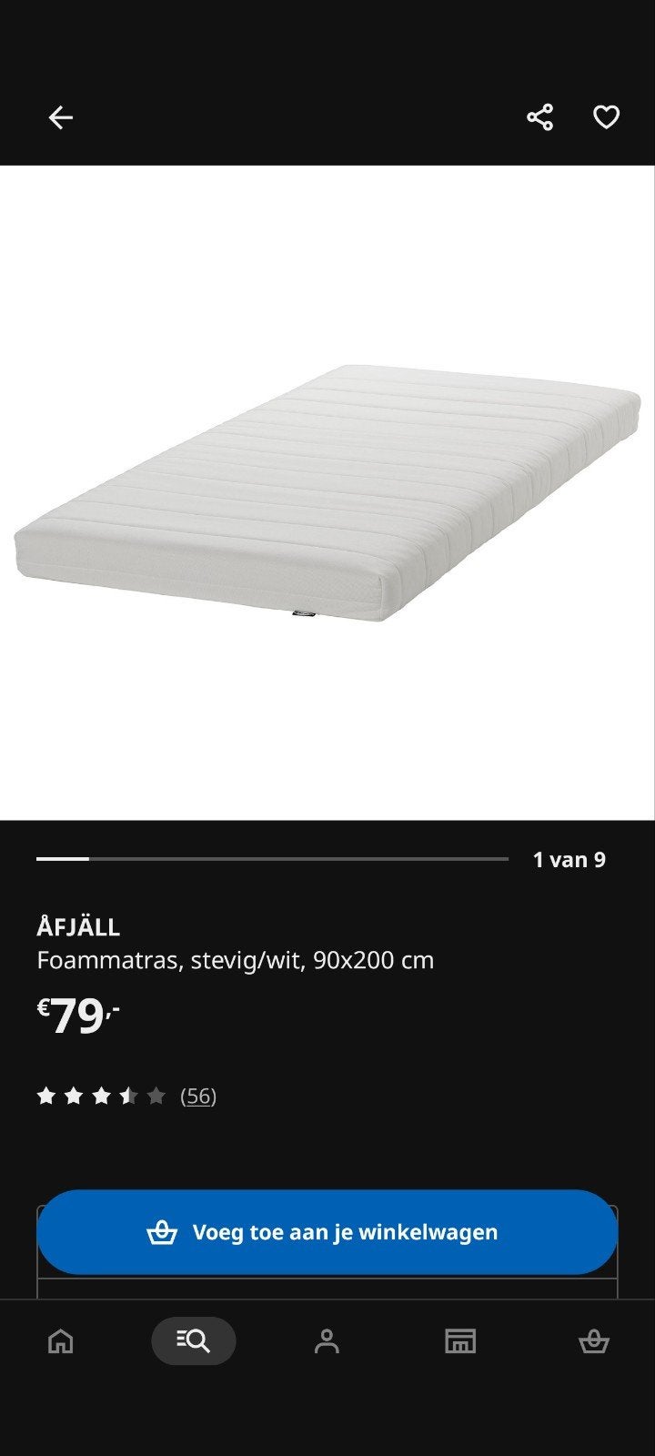 Afjall matras 90x200 ikea, Huis en Inrichting, Slaapkamer | Matrassen en Bedbodems, Zo goed als nieuw, Matras, 90 cm, 200 cm, Eenpersoons