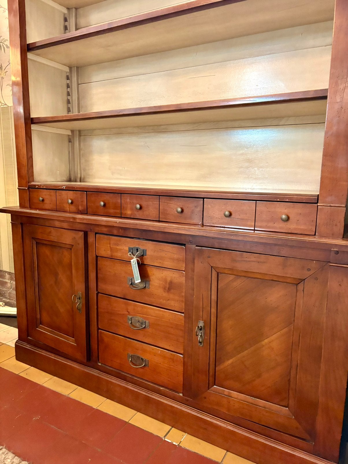 Engelse vitrine bekenkast, servies kast, 2delig, Ophalen of Verzenden