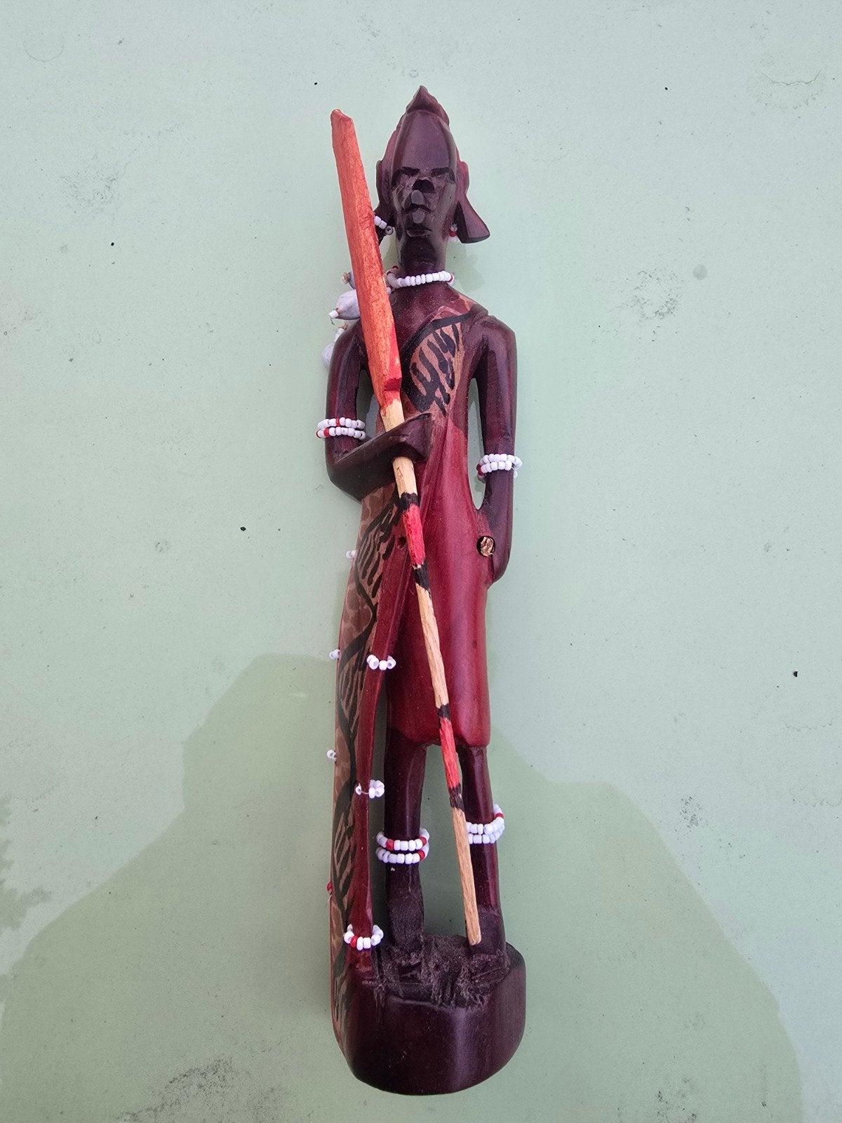 Afrikaans houten beeldje - Masai krijger met speer, Hout, Gesneden, Afrika, Ophalen of Verzenden