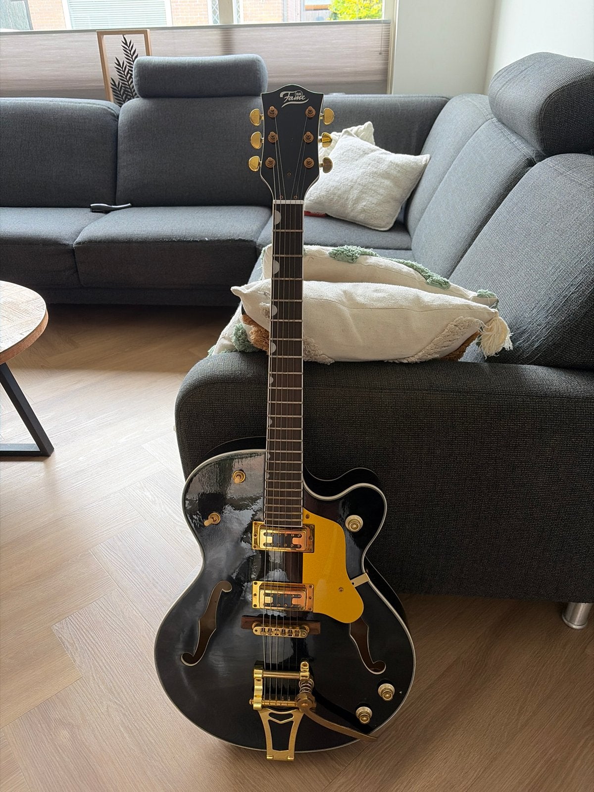 Fame SE Hollow Body Elektrische Gitaar - Zwart, Ophalen, Gebruikt, Hollow body, Overige merken