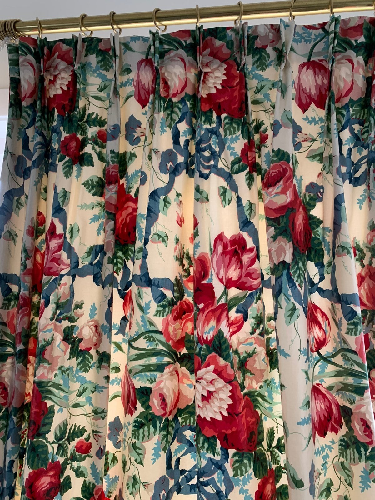 Vintage Gevoerde Laura Ashley gordijnen chintz., Ophalen, Zo goed als nieuw, 200 cm of meer, 200 cm of meer