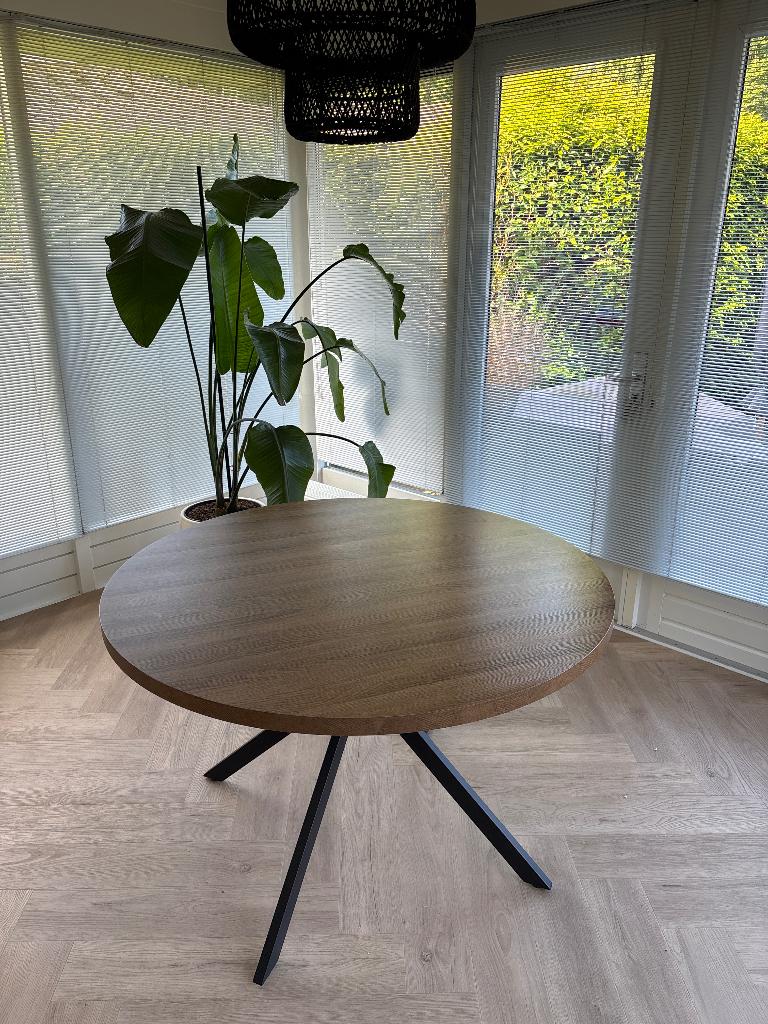 Ronde houtlook eettafel 120cm, Ophalen, Rond, Zo goed als nieuw, 100 tot 150 cm