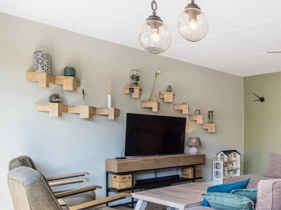 Unieke Eikenhouten Wandplank - tafelpoot, Ophalen