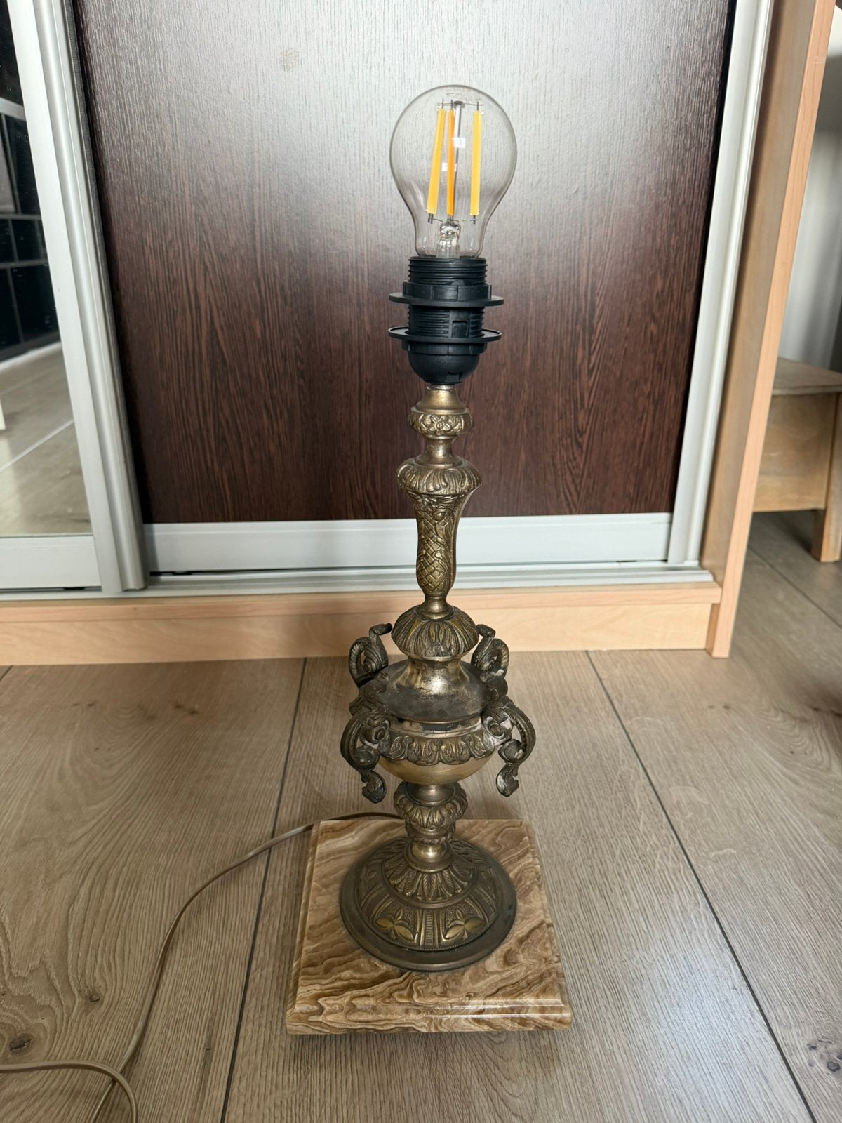 Sfeervolle antieke lampenvoet op marmeren voet, Antiek en Kunst, Ophalen of Verzenden