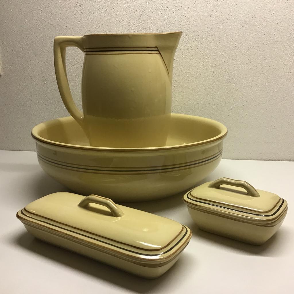 Boch Frères Belgique lampetstel lampetset 4 delig Art Deco, Antiek en Kunst, Curiosa en Brocante, Ophalen of Verzenden