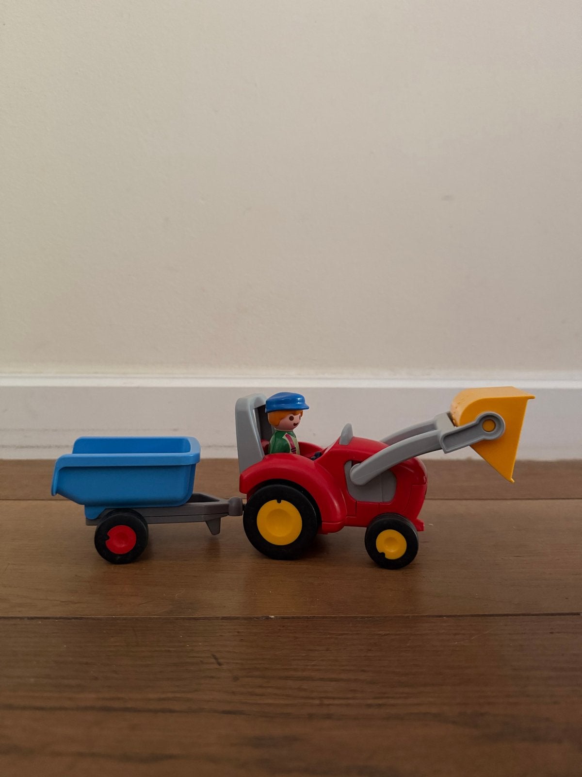 Playmobil 1.2.3 Tractor met voorlader en aanhangwagen, Kinderen en Baby's, Complete set, Voertuig, 1.2.3, Ophalen of Verzenden