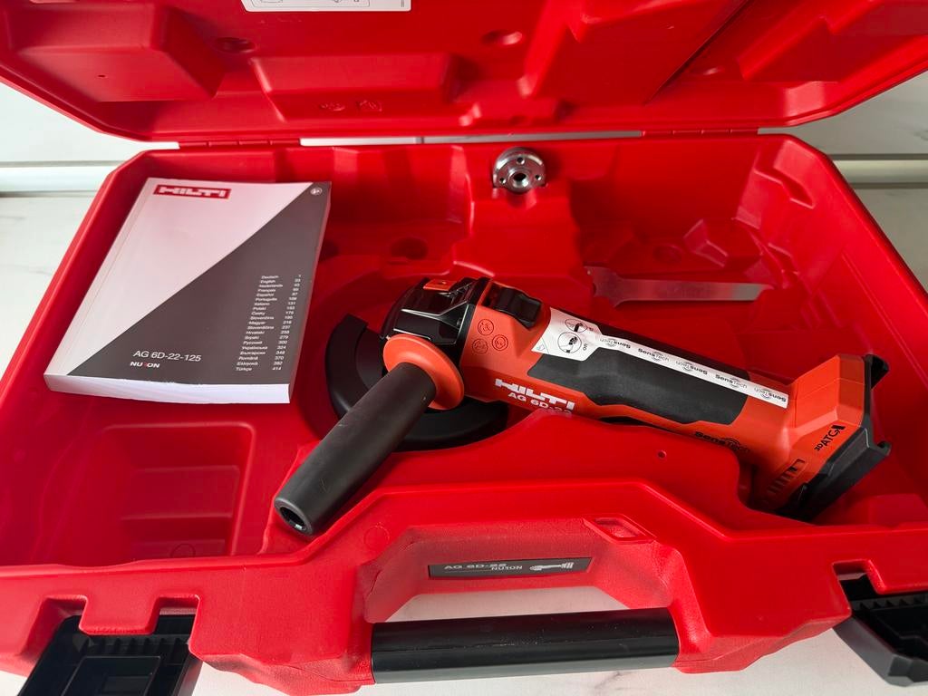 Hilti accu slijptol AG 6D-22-125 Nuron in koffer, Doe-het-zelf en Verbouw, Gereedschap | Slijpmachines, Zo goed als nieuw, Haakse handslijpmachine
