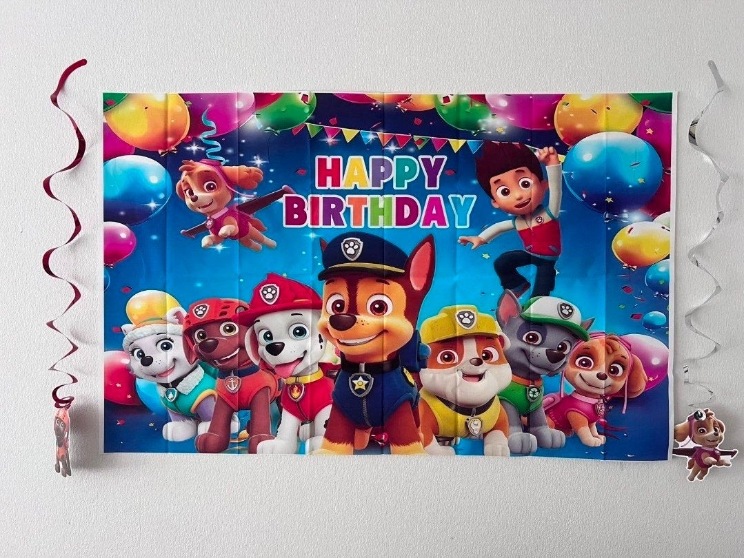 Paw Patrol Achtergrond - Happy Birthday Feestdecoratie, Ophalen, Zo goed als nieuw, Versiering, Verjaardag