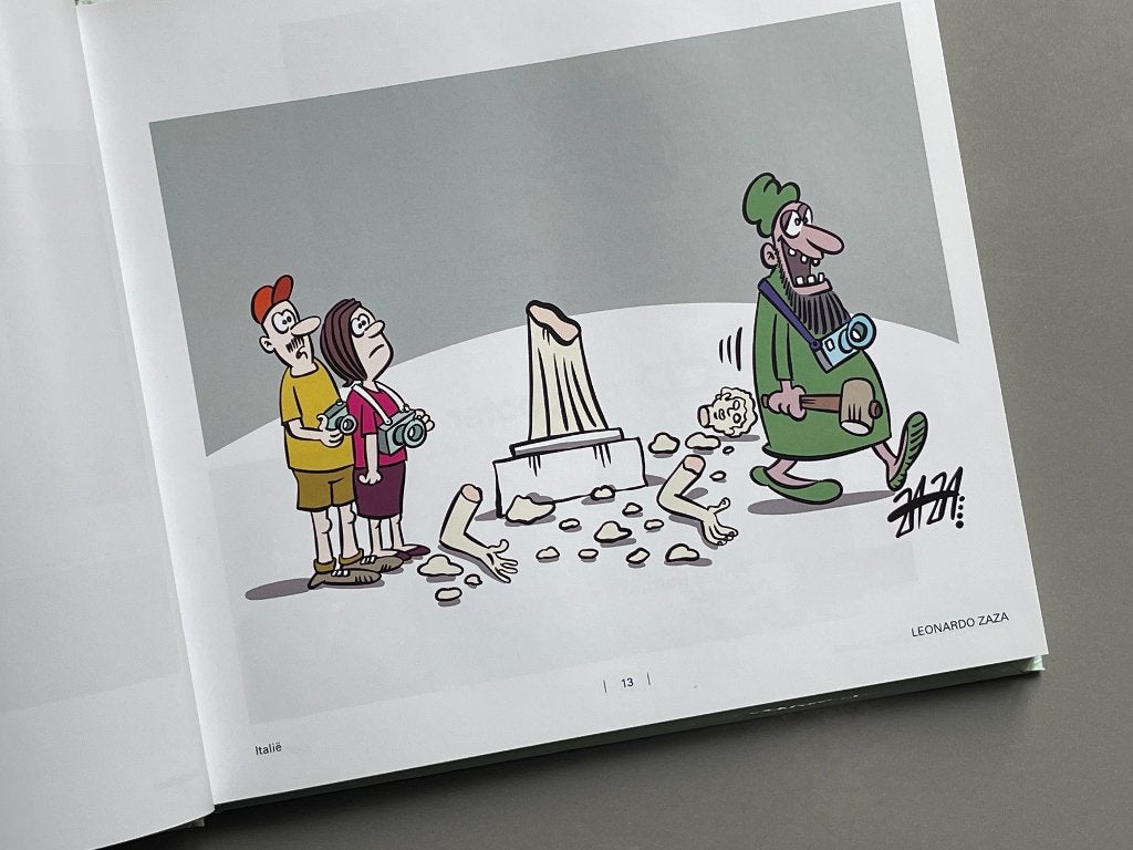 Olense Kartoenale Cartoons ‘bezoek aan het museum’, Ophalen of Verzenden, Zo goed als nieuw, Cartoons