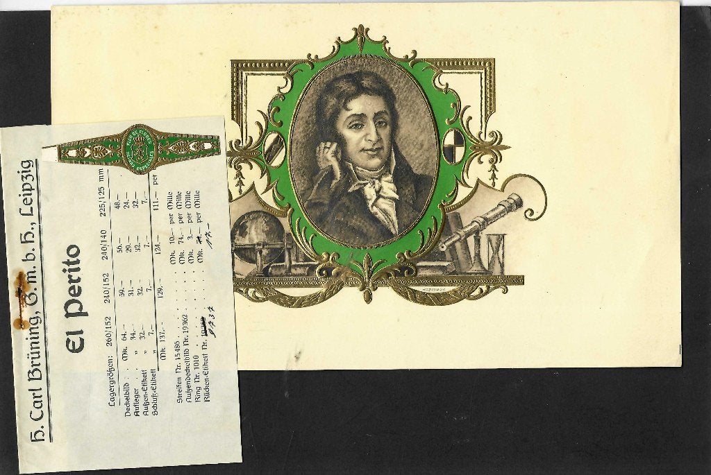Carl Bruning set etiket   el Perito, Ophalen of Verzenden, Gebruikt, Sigarenbandjes