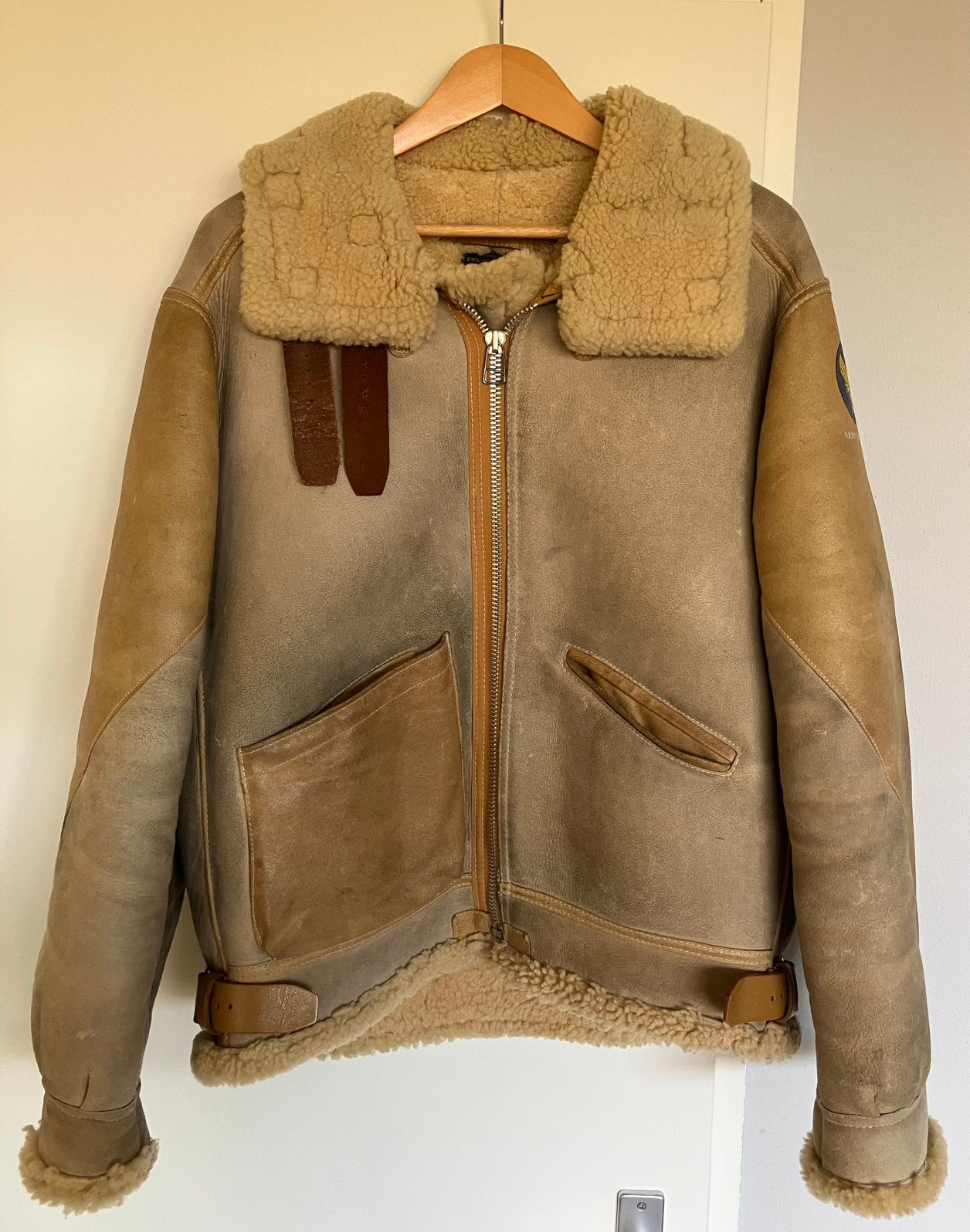 Vintage 80’s Avirex Artic B-3 USAAF sheepskin pilotenjas L, Ophalen of Verzenden, Gedragen, Maat 52/54 (L), Meerkleurig