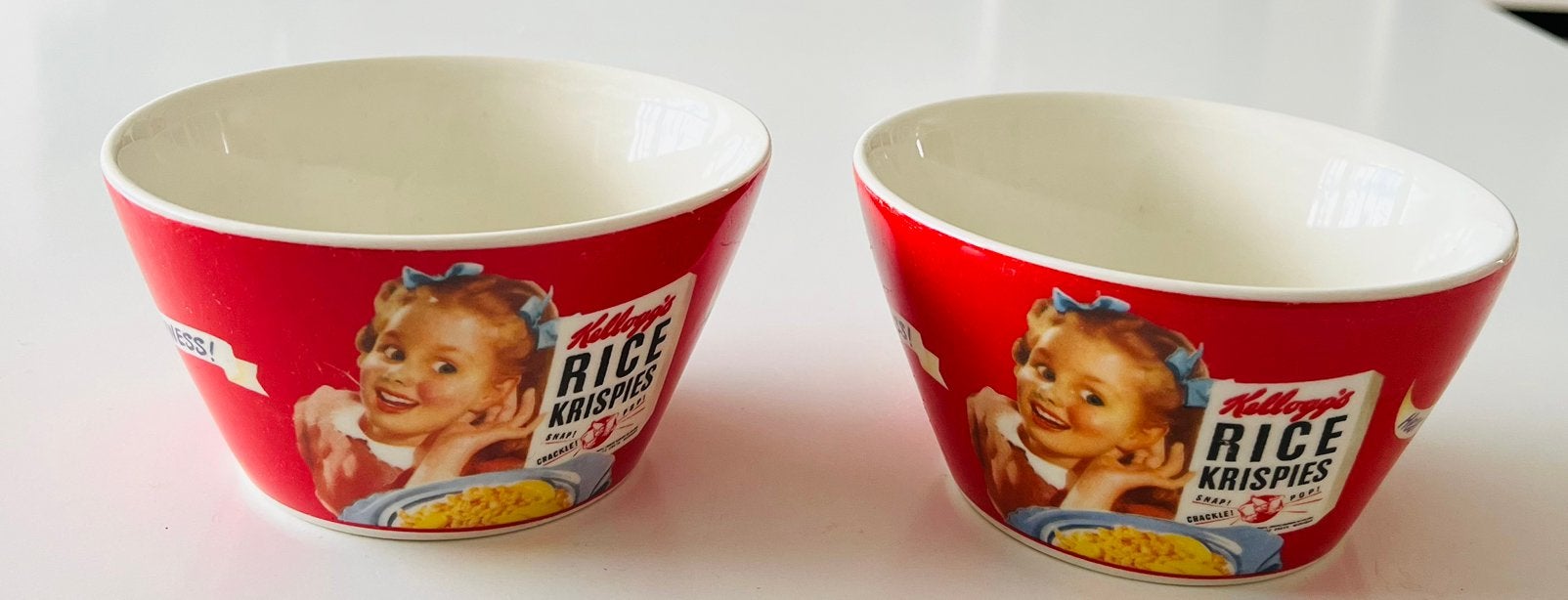 Vintage schaaltjes voor ontbijt Kellogg's Rice Krispies, Ophalen of Verzenden, Zo goed als nieuw, Overige stijlen, Schaal of Schalen