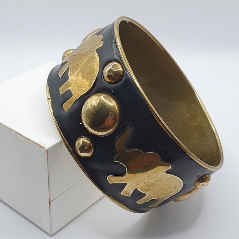 Koperen armband met olifanten, Sieraden, Tassen en Uiterlijk, Armbanden, Overige materialen, Gebruikt, ., Ophalen of Verzenden