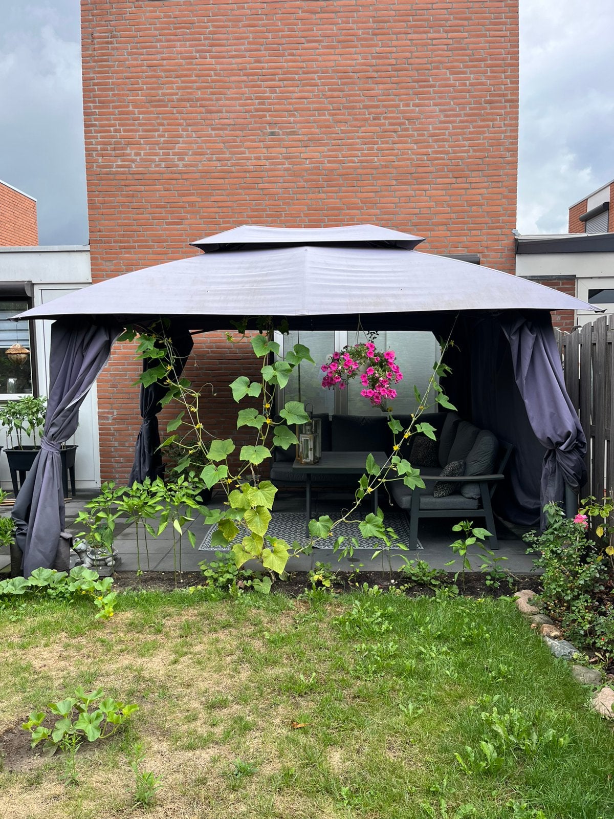Donkerblauw paviljoen 3x4 meter compleet – €175, Ophalen, Gebruikt