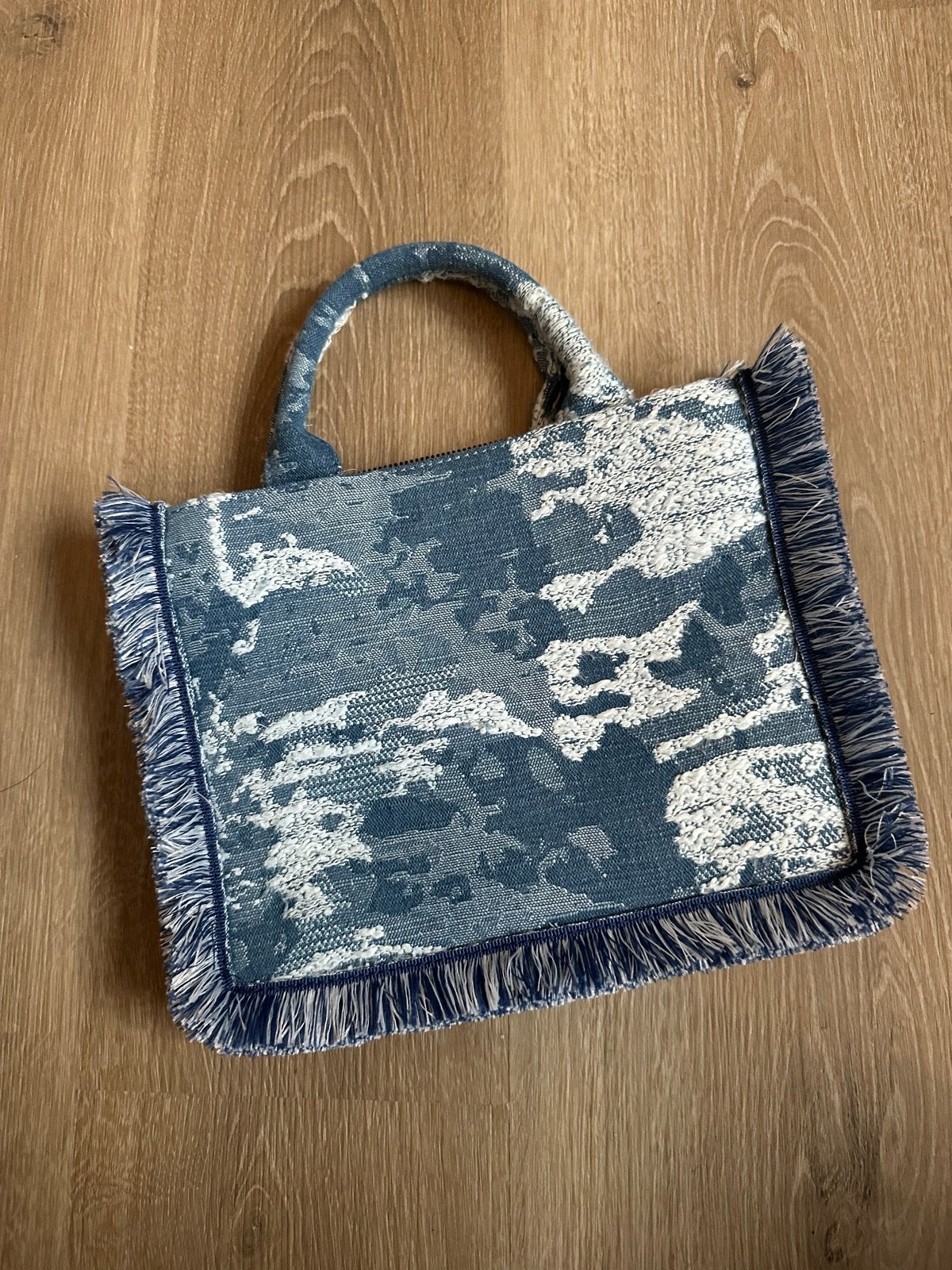Stijlvolle blauwe handtas met franjes, Ophalen of Verzenden, Zo goed als nieuw, Blauw, Handtas