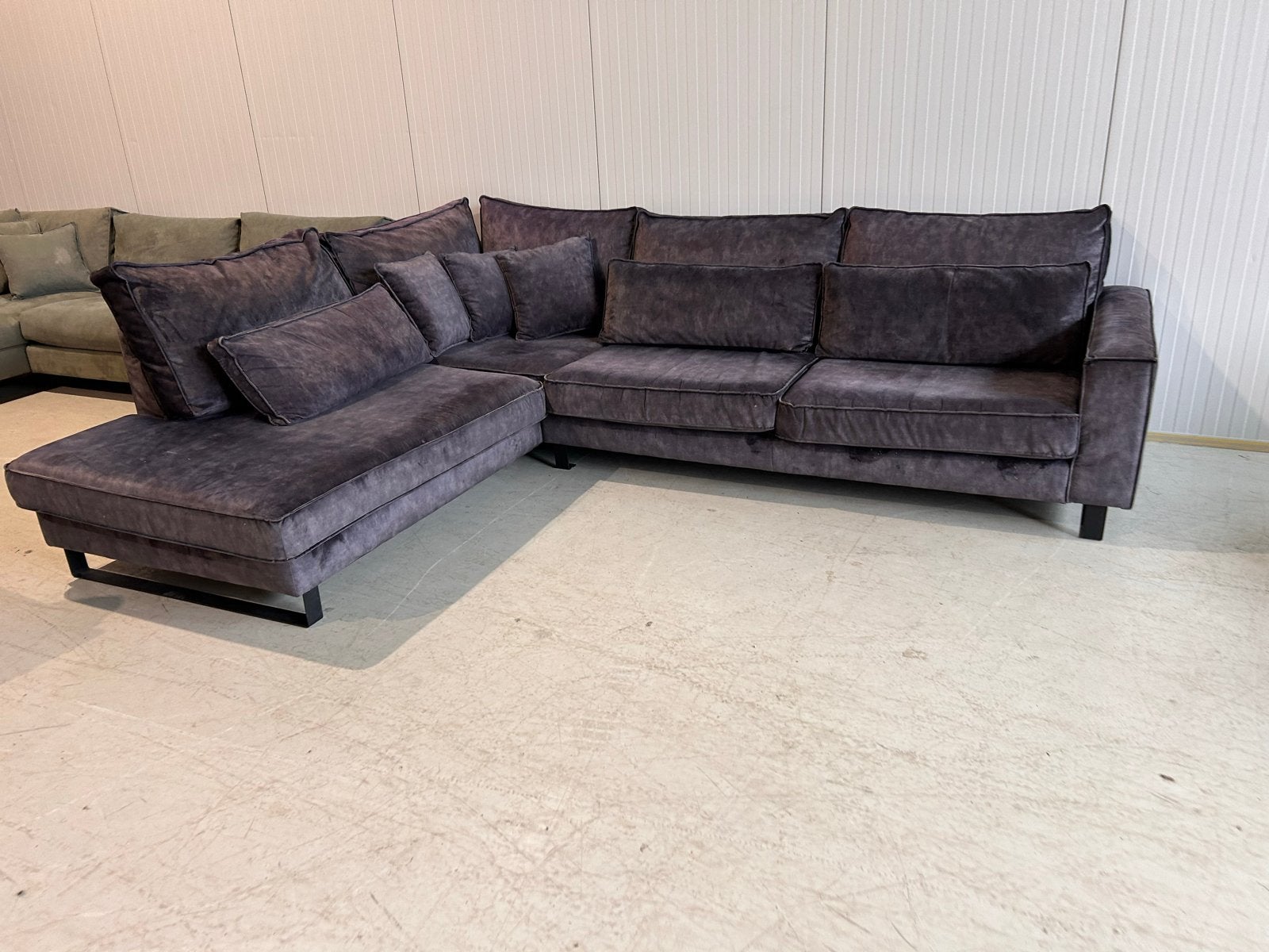 Gave zwarte velvet hoekbank - Professioneel gereinigd, Huis en Inrichting, Banken | Bankstellen, Ophalen, 100 tot 125 cm, ., Hoekbank