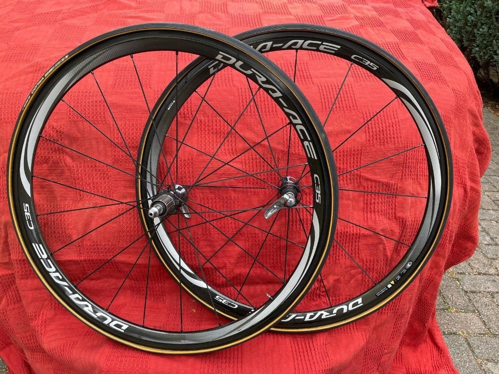 Shimano Dura-Ace WH-9000 C35 Tube wielset, Gebruikt, Shimano, Racefiets, Carbon