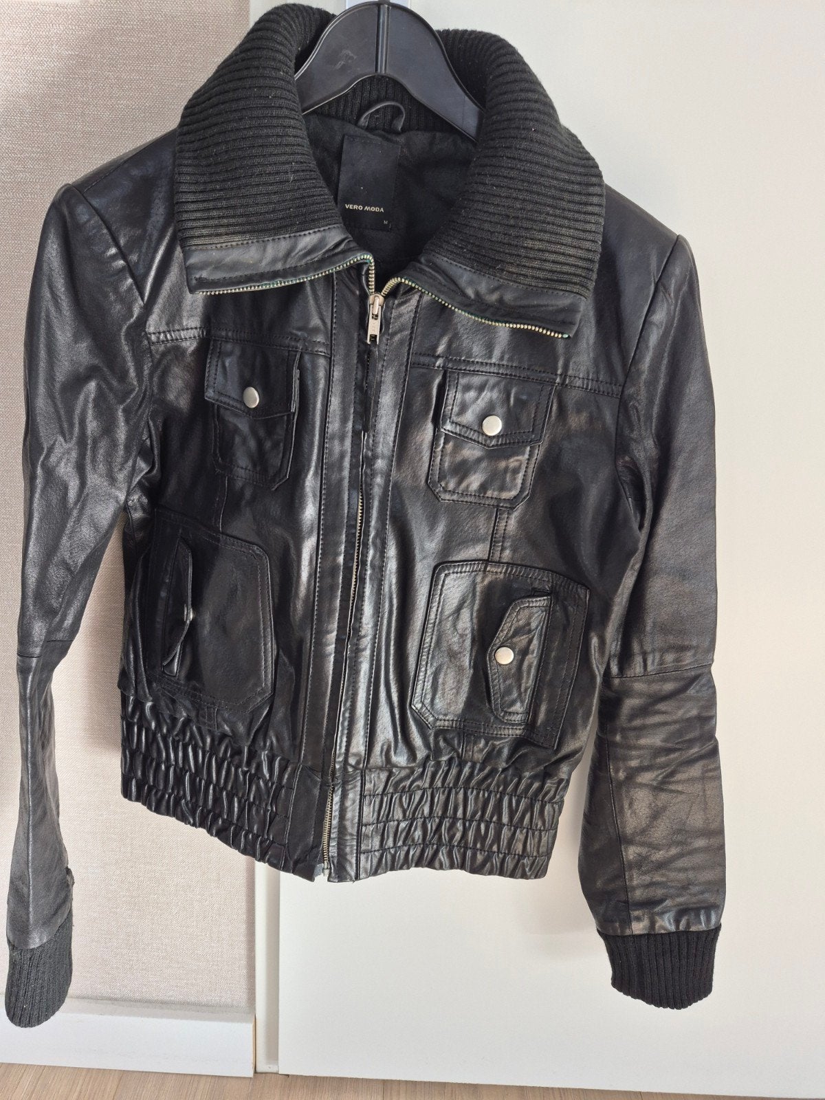 Leren jas zwart M €10,-, Maat 38/40 (M), Vero Moda, Zwart, Ophalen of Verzenden