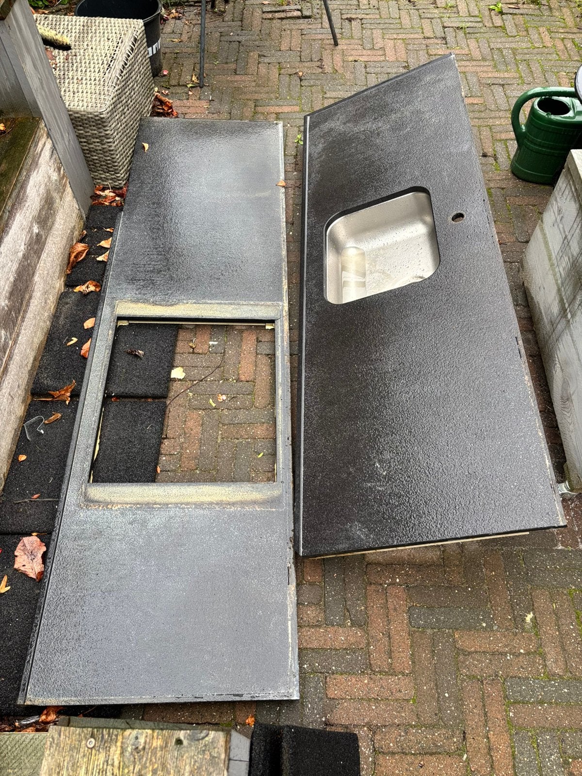Natuursteen keukenblad-gratis, Ophalen, Gebruikt, 100 tot 150 cm, Zwart