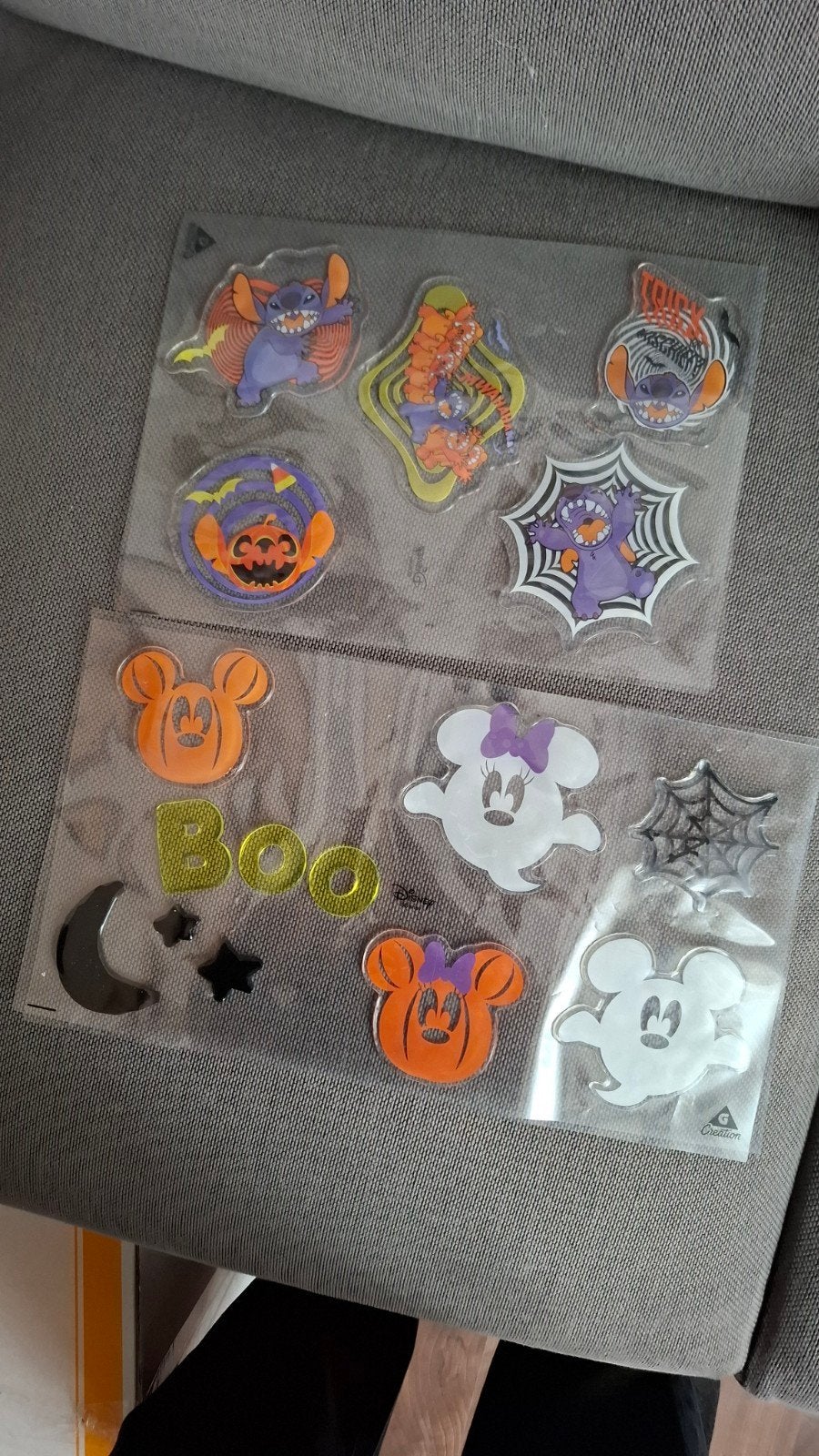 Disney Halloween Mickey Mouse en Stitch Gel Raamstickers, Ophalen of Verzenden, Mickey Mouse, Zo goed als nieuw, Plaatje of Poster