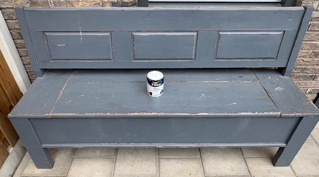 Houten klepbank tuinbank, Tuin en Terras, Tuinbanken, Ophalen, Gebruikt, Hout