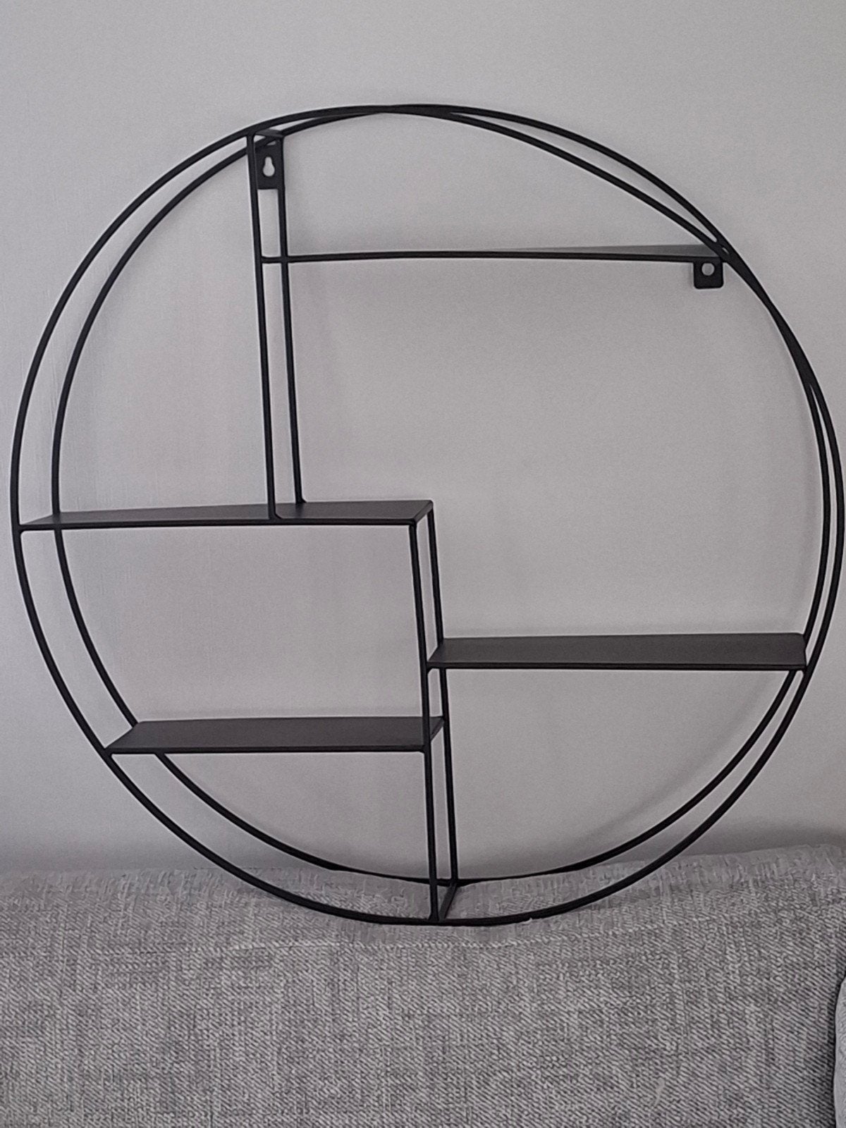 Nieuw - Moderne industriële zwart metalen wandrek Ø 55cm, Ophalen, Zo goed als nieuw