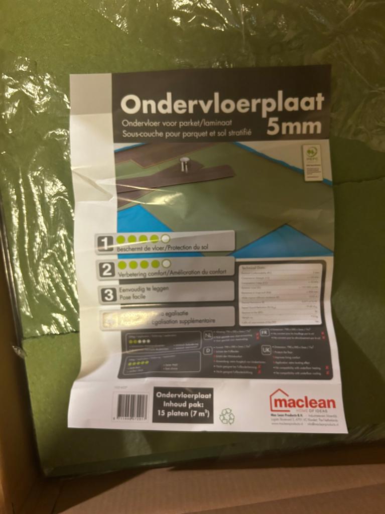 Ondervloer Hornbach 5mm 11 stuks, Doe-het-zelf en Verbouw, Vloerdelen en Plavuizen, Ophalen, Overige materialen, 30 cm of meer