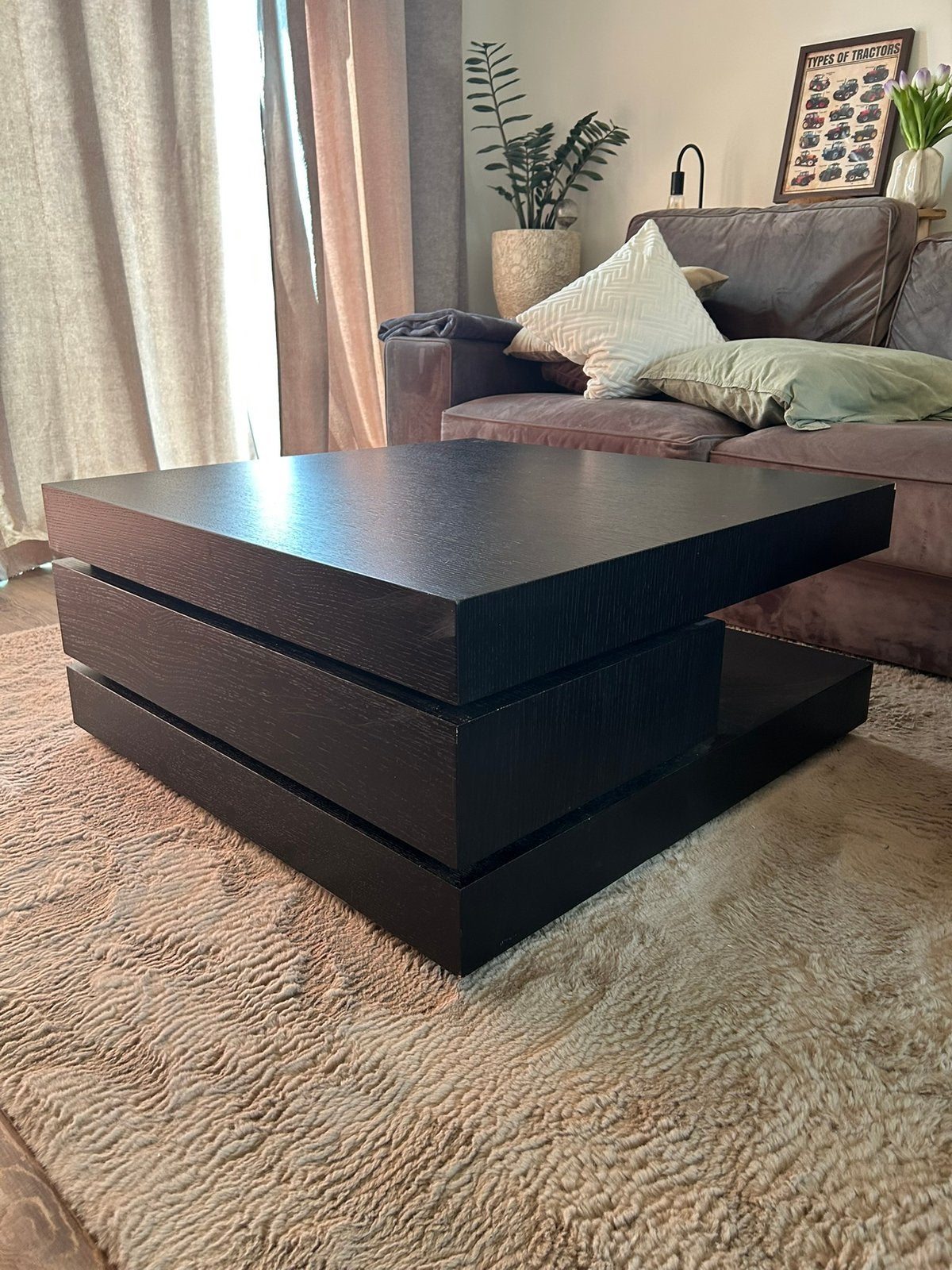 Salontafel Oakura Eikenhout, kleur Zwart, Huis en Inrichting, Tafels | Salontafels, Ophalen, 100 tot 150 cm, Eikenhout, 50 tot 100 cm