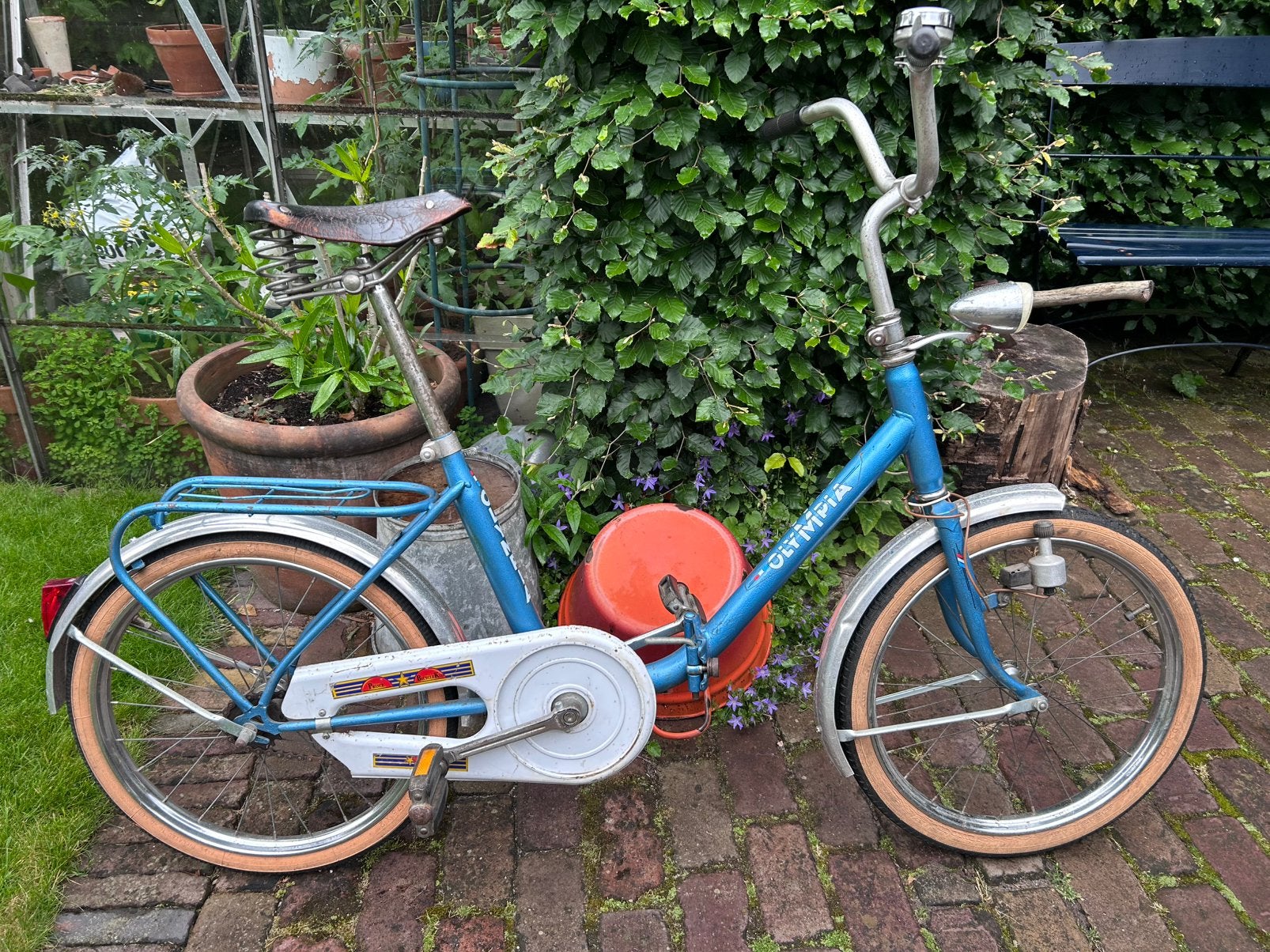 Vintage Olympia vouwfiets - Blauw, Terugtraprem, Gebruikt, Heren, 18 tot 20 inch