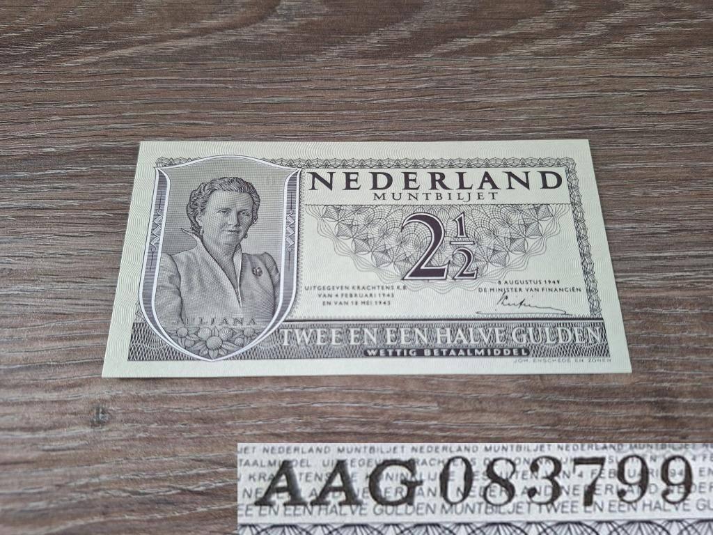 Zeldzame 3-letterserie biljet 2,5 gulden 1949, UNC, Postzegels en Munten, Bankbiljetten | Nederland, Ophalen of Verzenden