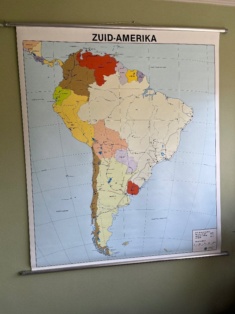 Schoolplaat Zuid-Amerika / Noord- en Midden-Amerika, Antiek en Kunst, Ophalen, Aardrijkskunde