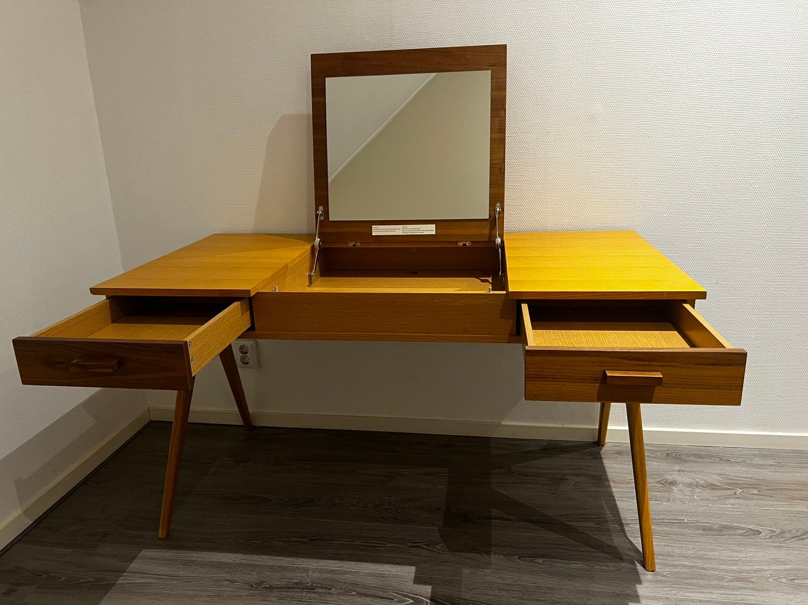 Vintage retro bureau & kaptafel -opklapbare spiegel - 140x70, Ophalen, Hout, Vintage, Zo goed als nieuw