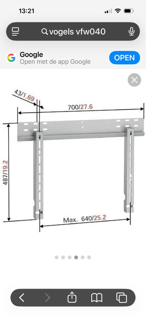 Vogel's VFW-040B Vaste Wandsteun voor TV (26-50 inch), Ophalen of Verzenden, Nieuw