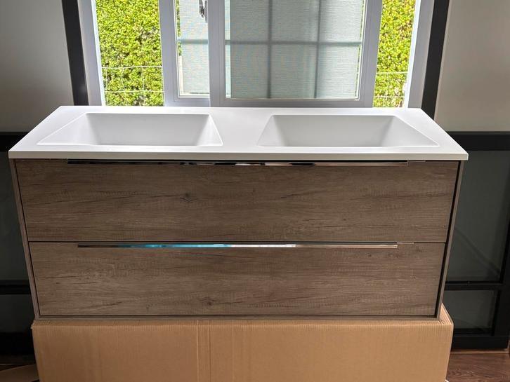 **Nieuw**Wavedesign Napoli 120 badmeubel+dubbele wasbakken, Ophalen, 100 tot 150 cm, Nieuw, Minder dan 100 cm