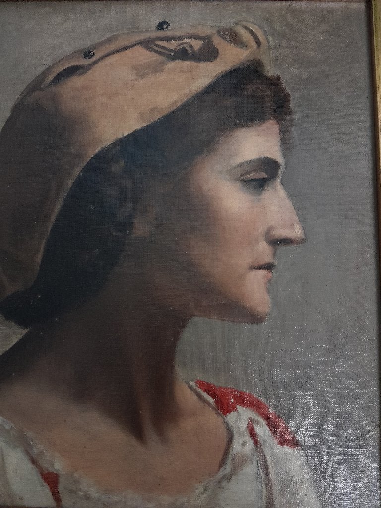 Een portret van Céline De Gonzalva (1860–1949), Ophalen of Verzenden, Klassiek, Gesigneerd, Portret of Personen
