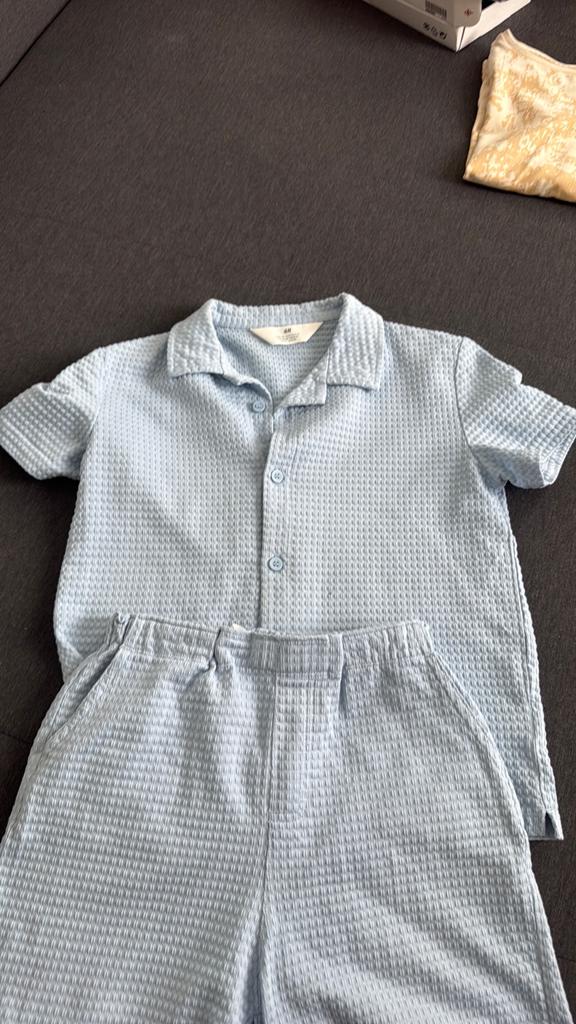 Blauw setje maat 134, Kleding | Dames, Jumpsuits, Ophalen of Verzenden, Zo goed als nieuw, Maat 34 (XS) of kleiner, Blauw