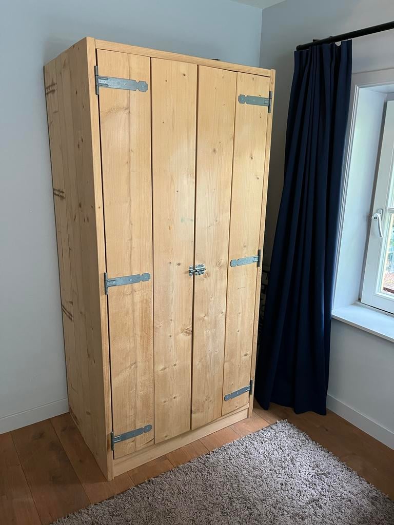 Steigerhouten kledingkast met leg- en hangruimte, Huis en Inrichting, Kasten | Kledingkasten, Ophalen, Gebruikt, 50 tot 100 cm