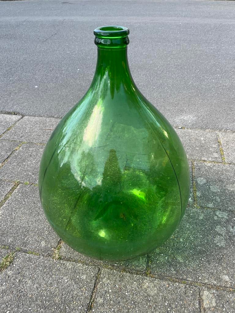 Grote groene brocante gistfles / wijnfles - 65 cm hoog, Antiek en Kunst, Curiosa en Brocante, Ophalen