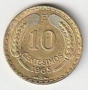 10  cent  1965  Chili  km. 191  ( 0,50 euro ), Postzegels en Munten, Munten | Amerika, Ophalen of Verzenden, Noord-Amerika, Losse munt
