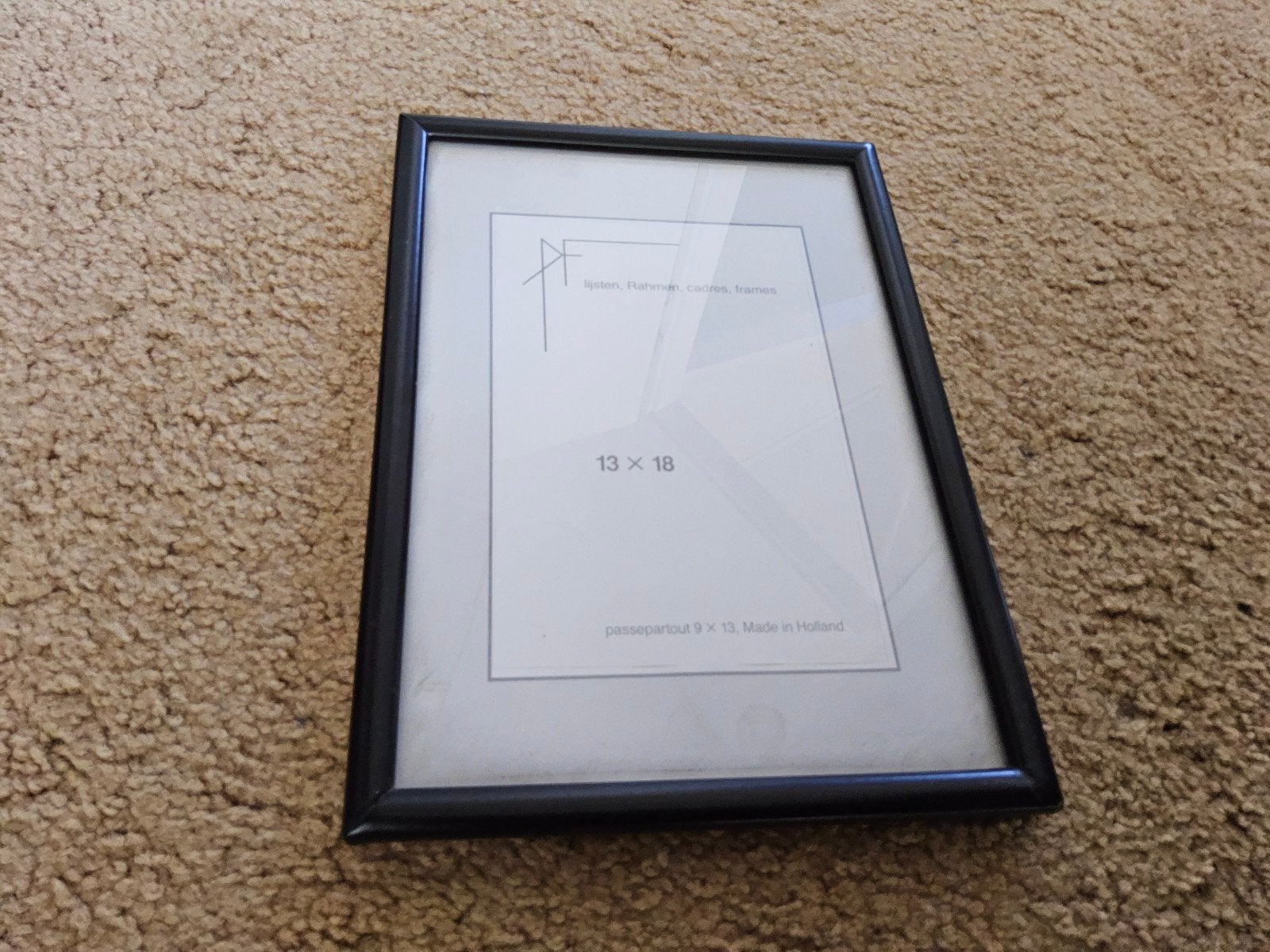 Zwarte fotolijst 13x18 cm met passe-partout, Ophalen of Verzenden, Zo goed als nieuw, Fotolijst, Zwart