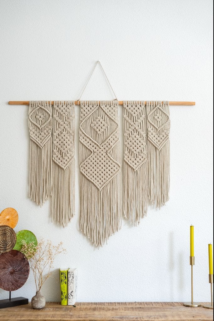 Handgemaakt macrame wandkleed, Wandkleed, Nieuw, 100 cm, Ophalen of Verzenden